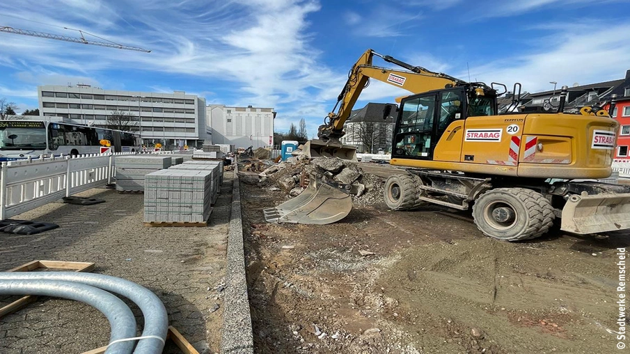 Blick auf die Baustelle ZOB Remscheid